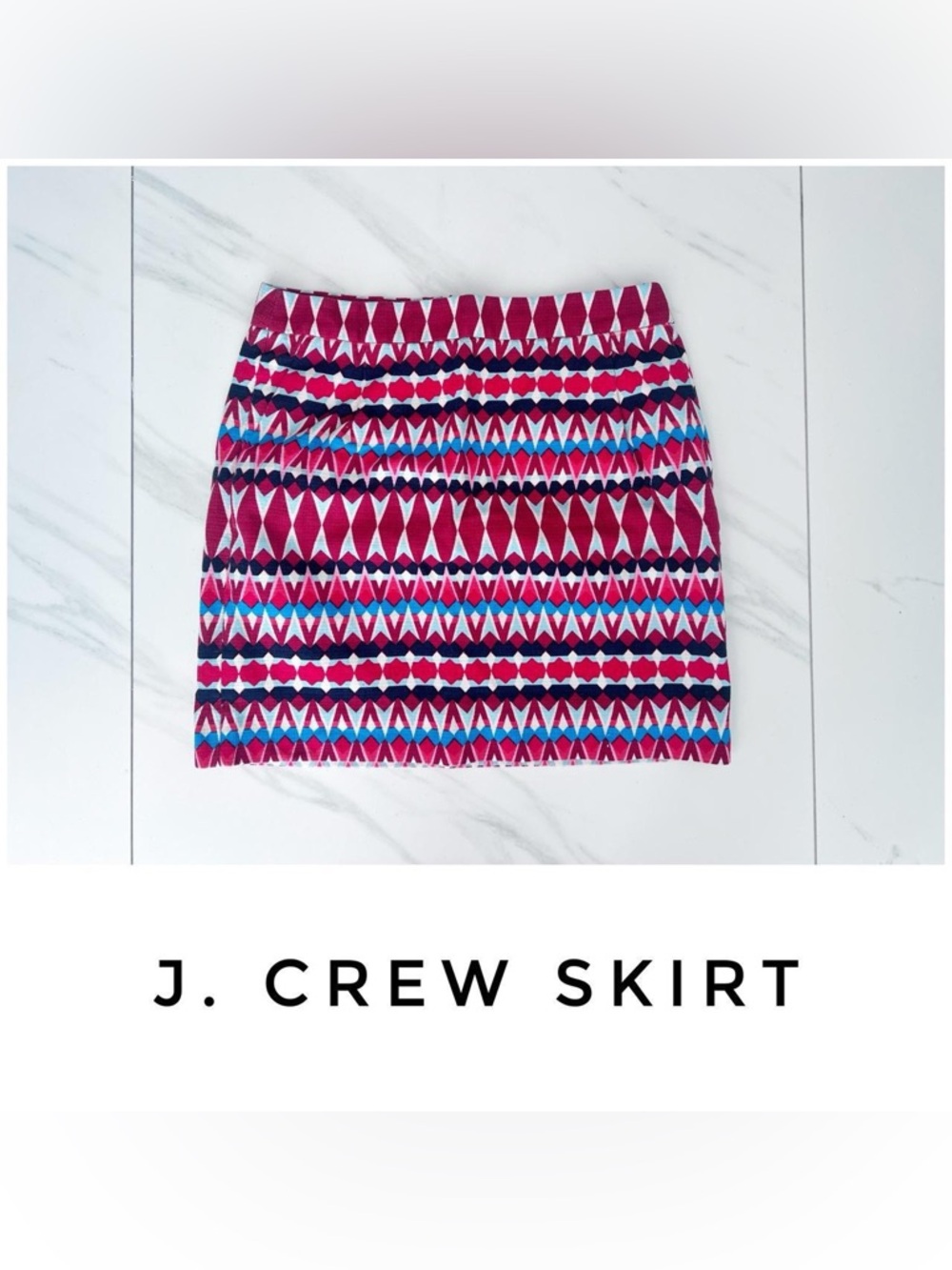 ❌J, Crew skirt size 4 print geometric boho red pink blue white❌